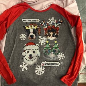 Jolie Gray and Red Holiday Kids Long Sleeve Tee